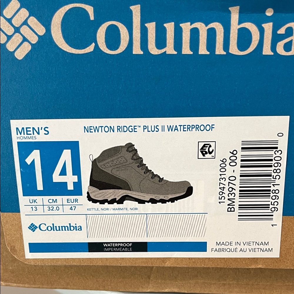 NIB Columbia Men’s Newton Ridge™ Plus II Waterproof Hiking Boot - Picture 2 of 6
